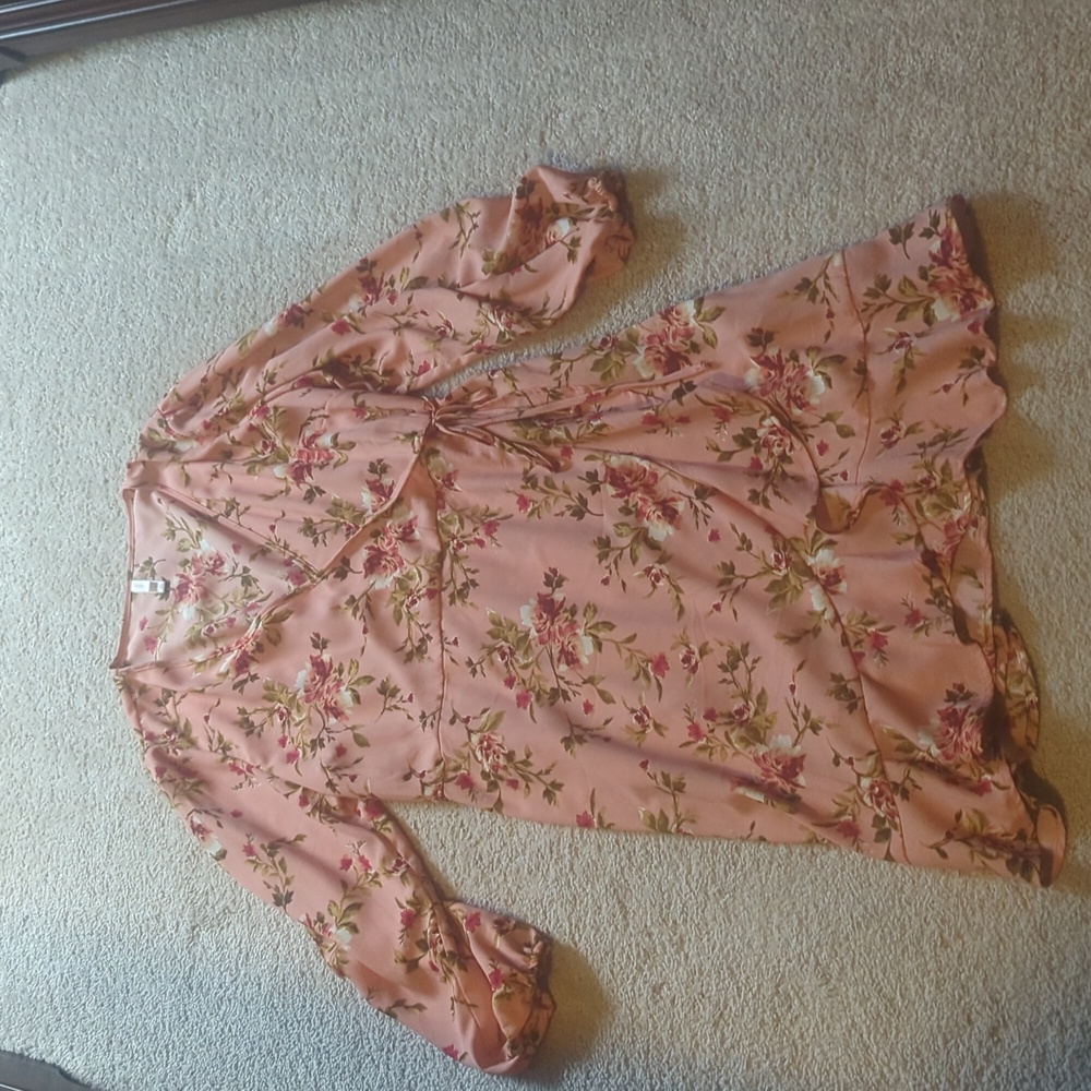 Faux wrap dress extra large pink floral
